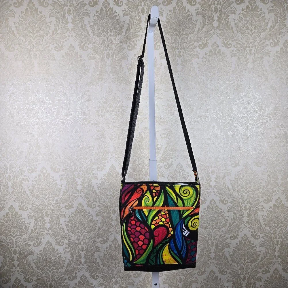 Sondos Design Crossbody Bag Colorful Canvas Front Braided Back and Adj Strap